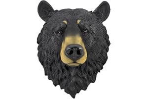 DWK Large 16 Inch Big Black Bear Head Bust Realistic Poly-Resin Wall Hanging Statue