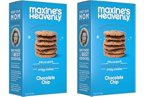 Maxine's Heavenly Crispy Chocolate Chip Cookies | Low Carb, Low Sugar, Vegan Snacks, Plant Based Snack, Kosher, Gluten Free Snack - Healthy Snacks | 2 Pack = 24 Cookies