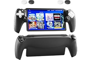 PAWDIARY Protective Case for PlayStation Portal Remote Player, Soft Silicone Protector Cover Case Non-Slip Grip Skin with Thumb Grip Caps Accessories Bundle Kit for PlayStation 5 Portable -Black