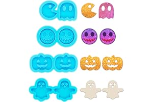 PEVOGON 4 Pairs Halloween Stud Earring Silicone Resin Mold for DIY Women Earrings Jewelry Resin Crafting
