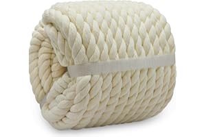 BONSINY Natural White Rope 1/2 inch x 100 feet Nautical Cotton Rope for Crafts Baskets Plant Hanger Wall Hanging
