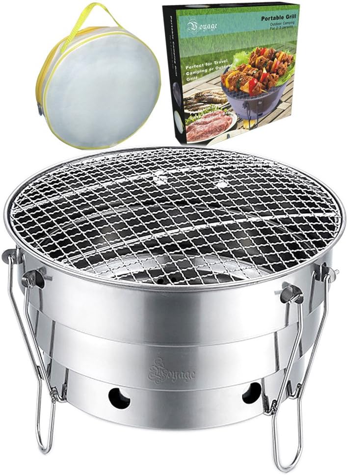 Voyage Portable Charcoal Grill for Outdoor Camping Barbecue, Travel Picnic Design, Foldable BBQ Grill with a Carrying Case