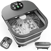 2026 Upgrade Foot Spa Bath Massager with Heat, Collapsible Foot Soaking Tub | 180&deg; Water Spray for Feet &amp; Calves, Auto 6 Rollers, 35-48&deg;C Adjustable Temperature, Detachable Plates, Gifts for Mom Dad