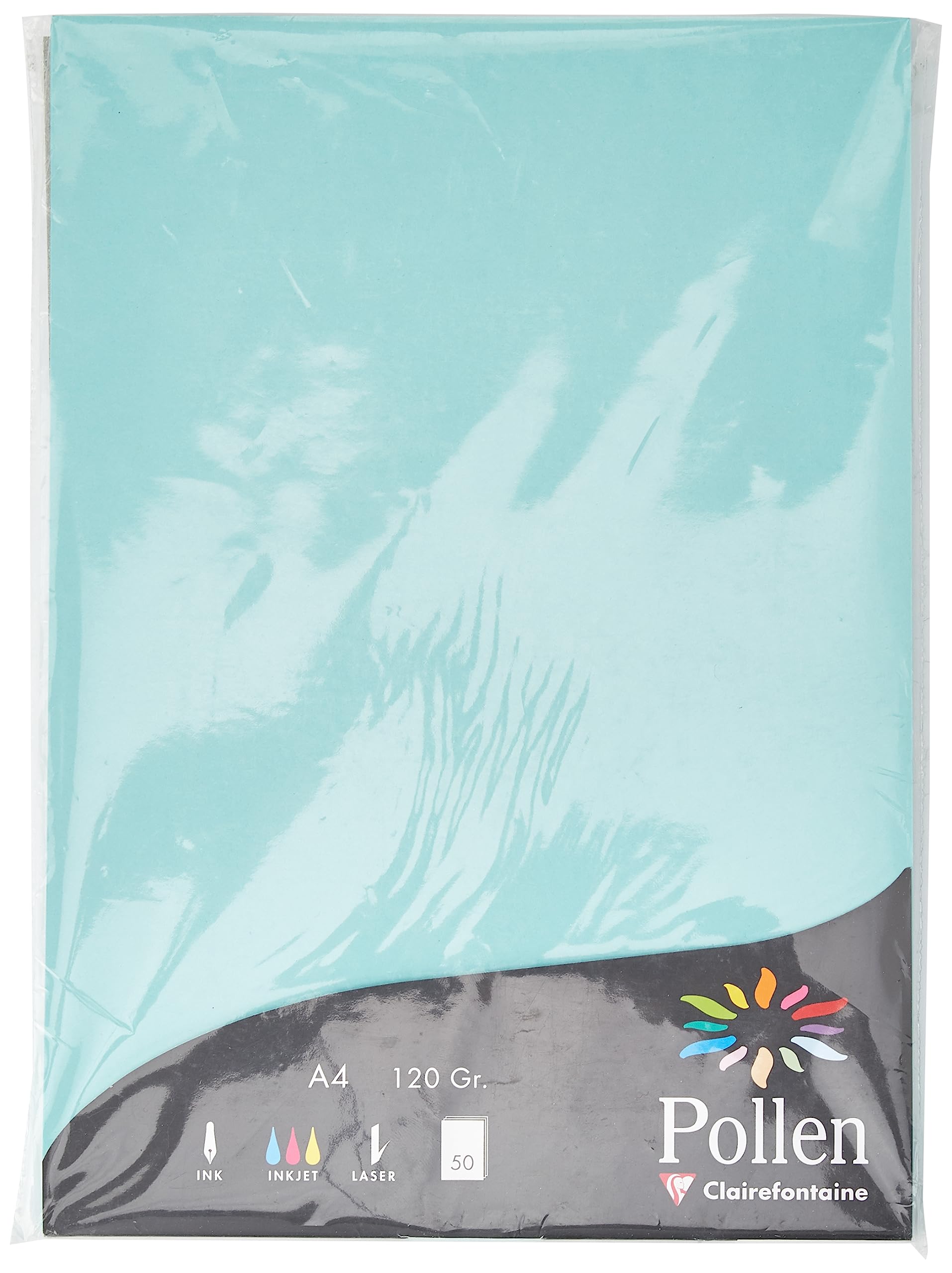 Clairefontaine 4233C Wallet of 50 Sheets Format A4 21x29,7cm 120gsm Colour Jade Green Invitation Paper Events Correspondence Pollen Range Premium Smooth Paper