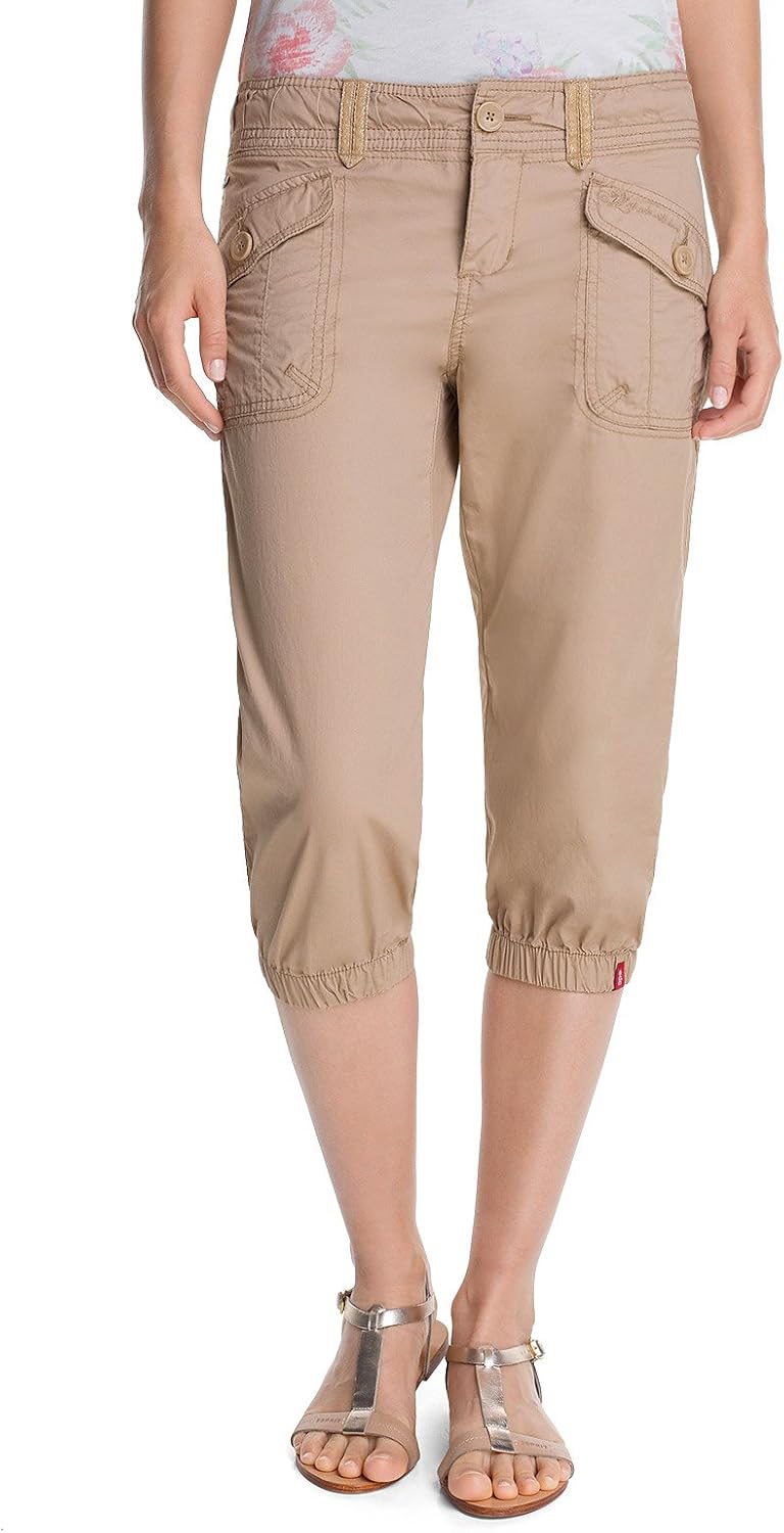 edc by Esprit 053CC1B004 Cropped Women's Cargo Trousers Beige Beige