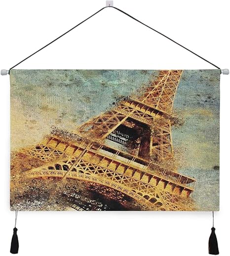 Amazon Co Jp Niesikkla タペストリー 古典的なスタイルのデザインアートワーク素朴なエッフェルタワーグランジイラスト 壁掛け おしゃれ インテリア モダン ポスター 絵画などに適用 ウォールアート モダン 装飾アート ホーム キッチン