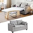 LINSY HOME Pull Out Sofa Bed - Full Size Sleeper Sofa Convertible Couch Bed with USB Charging, Pullout Sofa Bed Loveseat Memory Foam Couch for Living Room Apartment Small Spaces (Grey)