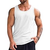 Runcati Men's Ribbed Tank Tops Knit Sleeveless Workout T Shirt Muscle Gym Fitness Tee