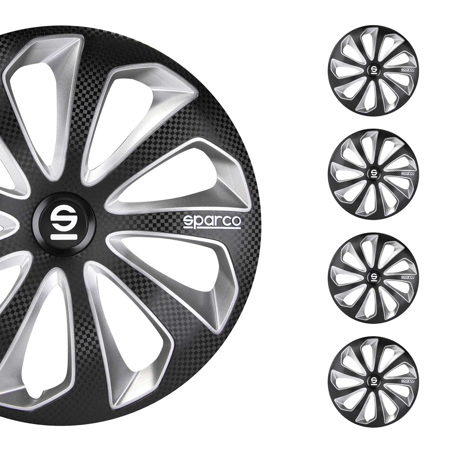 Sparco Wheel Covers Sicilia - 14-inch - Black/Silver/Carbon - Set of 4 pieces