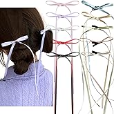 20PCS Extra-Long Tassels Ribbon Hair Bows, 3mm Mini Bows for Hair, Red Ribbon Bowknots Hair Barrettes for Women, Colorful Bows Braiding Hair Accessories for Women Hair Styling