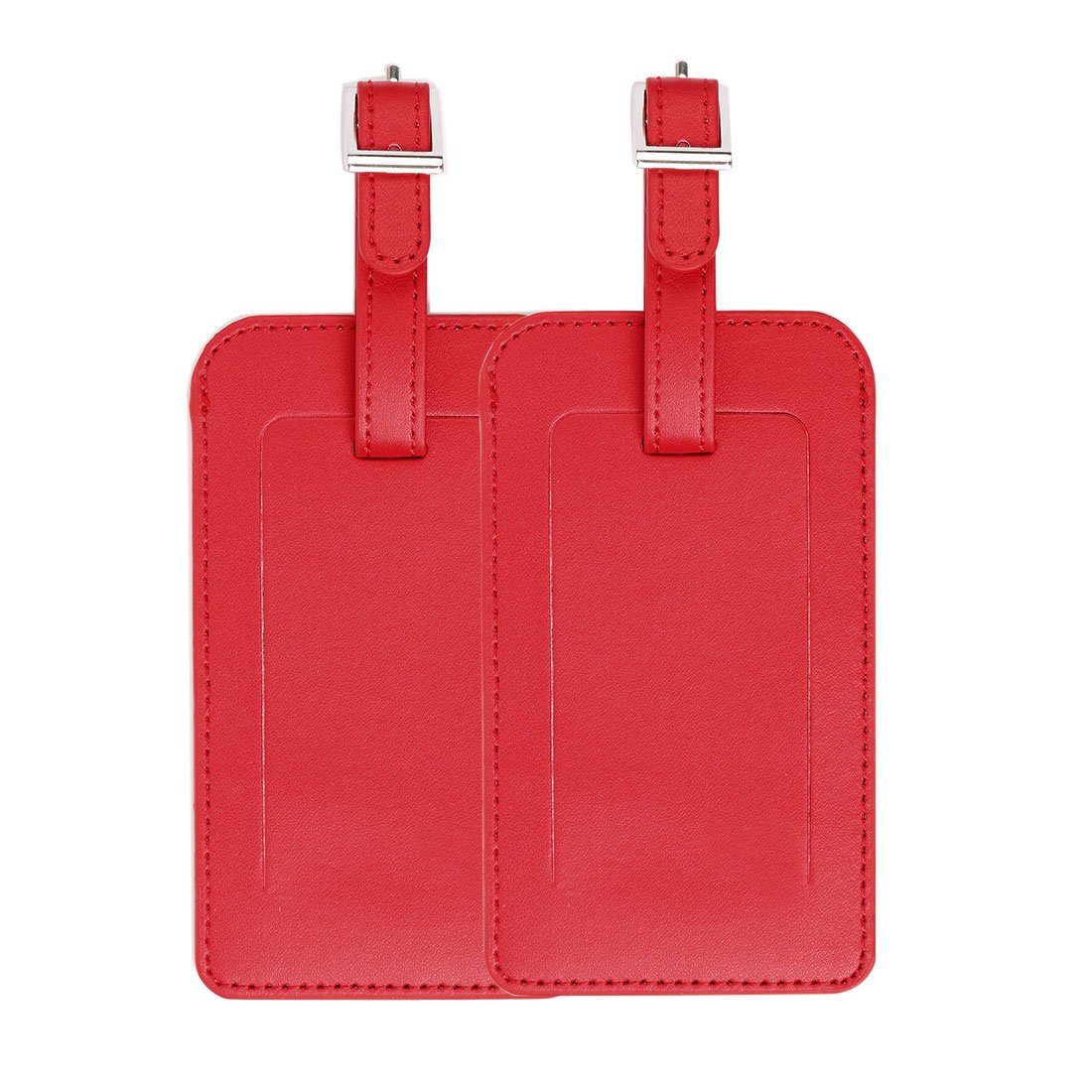 sourcingmap Luggage Tags,PU Leather Travel Tags Luggage Identifier Name Holder Address ID Labels for Baggage Suitcases(2 Pack,Red)