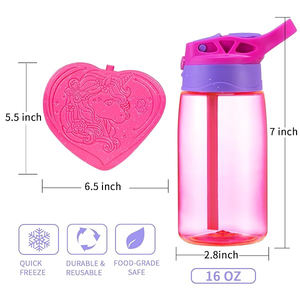 KIDS LUNCH BOX BAG SET: GIRLS UNICORN LUNCH BAGS BENTO BOXES WITH 3-COMPARTMENT INCLUDED ICE PACK WATER BOTTLE INSULATED LUNCHBAG REUSABLE SCHOOL LUNCHBOX CONTAINERS KIT FOR TODDLER DAYCARE CHILDRENS
