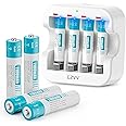 Rechargeable AAA Lithium 1.5V Batteries - Full-Recharged 8 Pack with 2H Ultra Fast Charger for Household Office Devices, Long-Lasting High-Capacity 1100mWh, Cycle Times up to 1300x, Constant Output