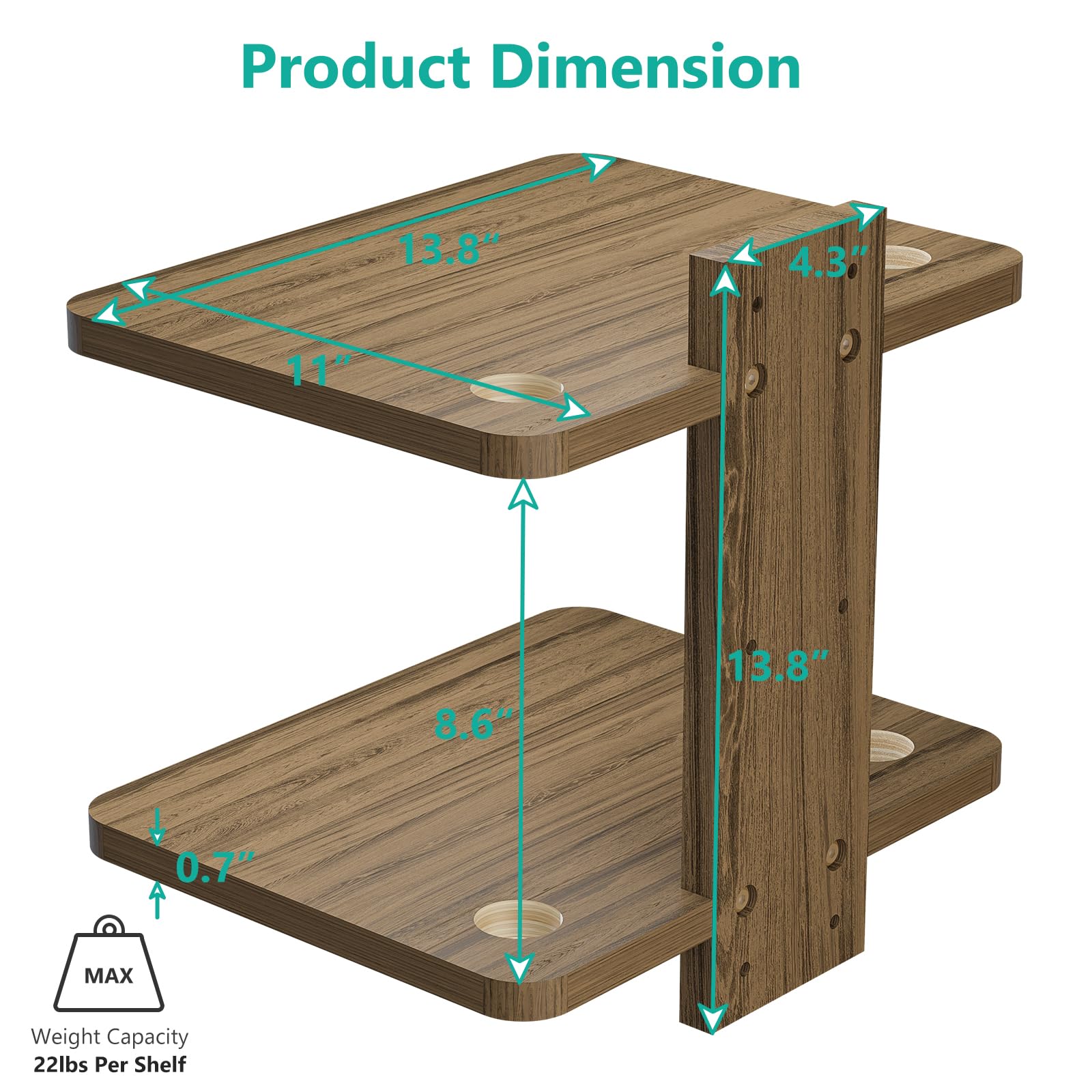 WALI Outlet Shelf Wall Holder and Floating Entertainment Center Shelves(2-Shelf)