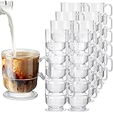 Sieral 100 Pieces 8 oz Hard Plastic Coffee Cup Bulk Tea Mug with Handle Disposable Mugs Plastic Coffee Mugs for Wedding Party, Baby Shower, Graduation, Birthday, Cafe, Restaurant(Transparent)