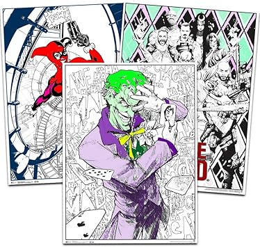 Trends Int Juego De Posteres Para Colorear Para Ninos Y Adultos 3 Posteres Gigantes Para Colorear Con Joker Suicide Squad Y Harley Quinn 45 7 X 61 Cm Cada Uno Amazon Es Juguetes Y Juegos