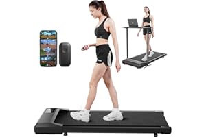 DeerRun Walking Pad, 2024 Upgrade Smart Under Desk Treadmill for Home Office, Quiet Portable Treadmill, APP/Remote Control, LED Display, Installation-Free