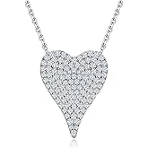 CAIDIKA 14K Gold Plated /925 Sterling Silver 18 Inch Pave Round Disc/Heart Pendant Necklace for Women Cubic Zirconia/Created Citrine/Ruby/Sapphire Fashion Jewelry