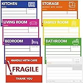 6 x 4 in Large Moving Labels for Boxes, Home Moving Packing Color Coded Stickers Supplies Labels with Writable Notes Areas, Fragile Blank Moving Boxes Stickers 160pcs