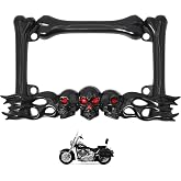 Heavy-Duty Skull Motorcycle License Plate Frame – Fits 7