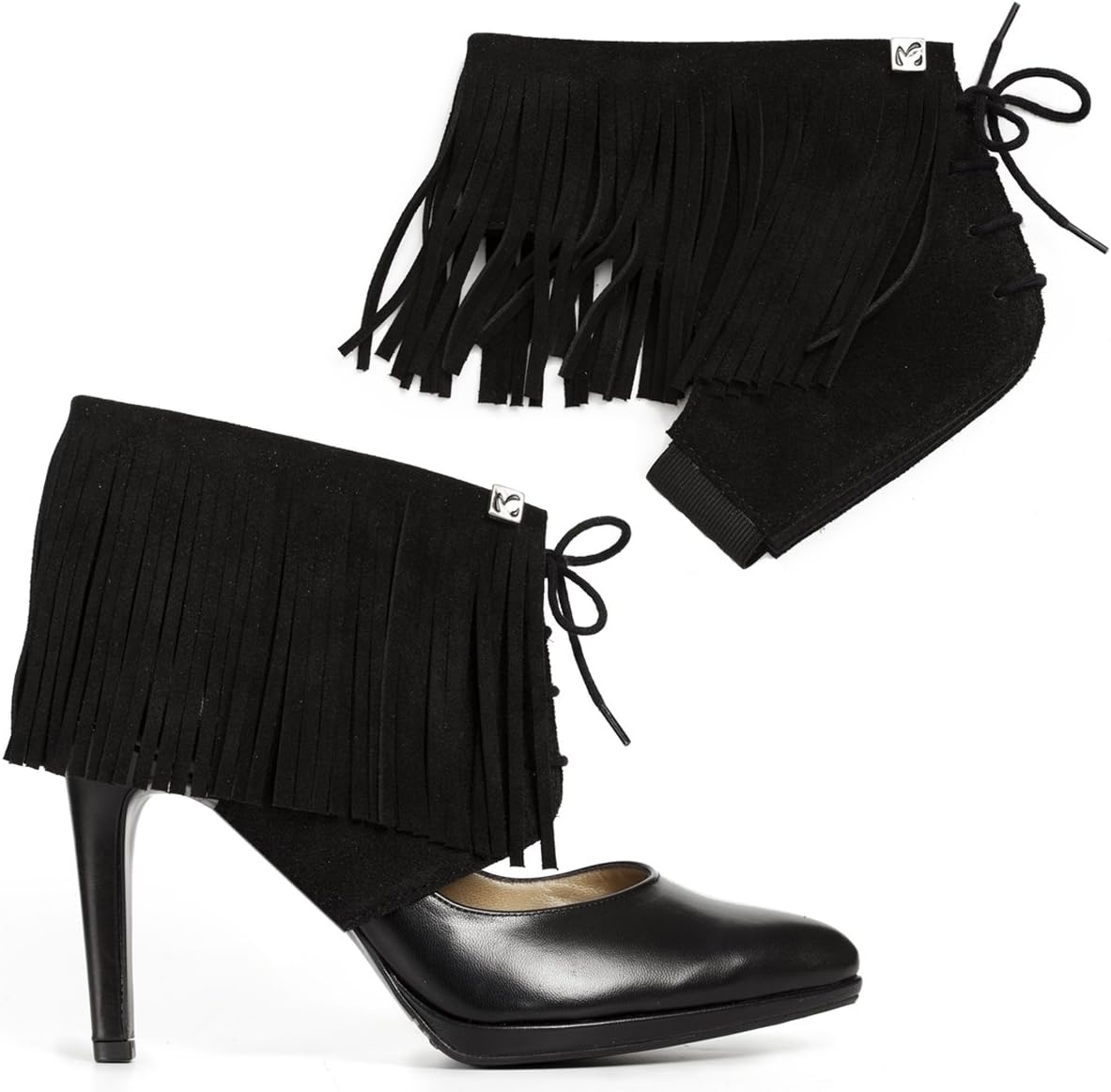 Fringe Shoe Accessories Transform Your Pumps Into Ankle Boots and Walk Comfortable in Heels. Suede Leather, (Size S,M,L, Available in More Colors)