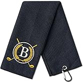 CybGene Golf Towel Gifts - Microfiber Golf Towels for Men and Women on Birthday, Christmas, 16'x 24', Black, Initial B
