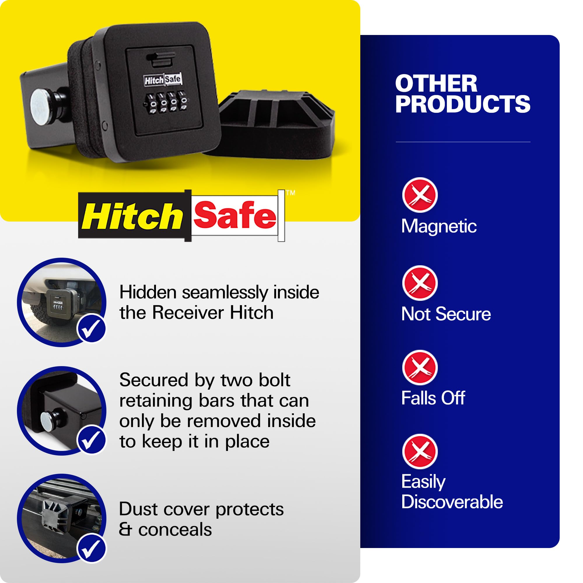 Hitchsafe HS7000 Key Vault | Hidden Trailer Hitch Safe for Secure Key ...