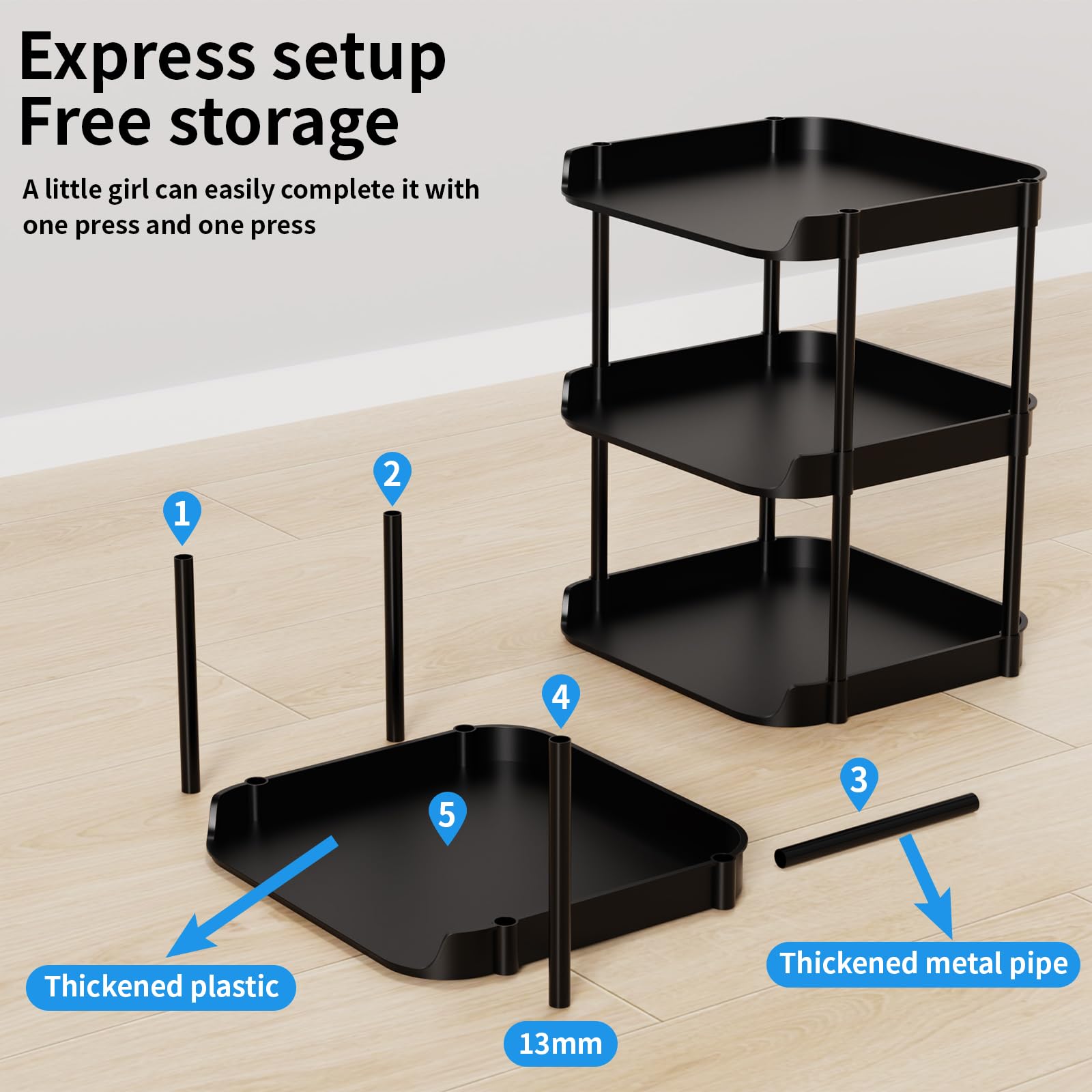 Altdnmaf 6 Ebenen Schmal Schuhregal, Mehrschichtiges Hoch Schuhregale Platzsparend, Stapelbar Klein Standregal, Vertikales Plastik Regal, Shoe Rack für Treppe, Flur, Küche, Schlafzimmer, Schwarz 5