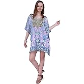 Miss Lavish London Women’s Plus Size Short Kaftan Cover Up Dress, Resort Wear Caftan, Summer Cruise Vacation Swim Coverup
