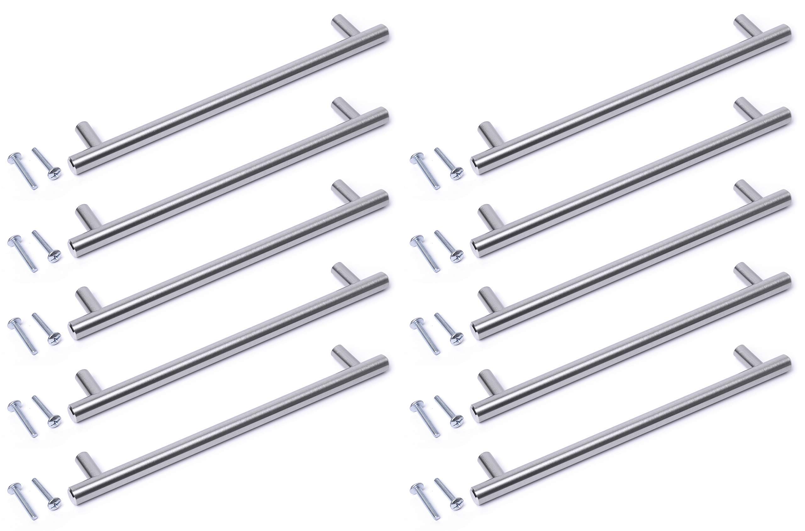 BSM Marketing Door Handles Kitchen Bathroom Cupboard Cabinet Drawer Knobs Stainless Steel Solid T Bar Handles (10, 160mm)