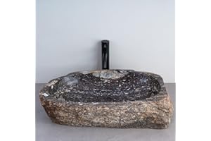 MIDUSO 182 - Handcrafted Irregular River Stone Vessel Sink; Real Stone Sink; Unique Vessel Sink - Choose Your Design Under 'Color' Options