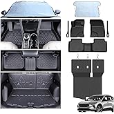 Runine Floor Mats for Ford Escape 2020-2023 2024 2025 2026 (Not for Hybrid), All Weather Protection Custom Floor Mats Trunk Cargo and Car Windshield Cover Set for Car Accessories,Car Floor Liners Set
