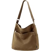 KALIDI Canvas Tote Bag Large Hobo Crossbody Shoulder Handbag Zipper Messenger Bag for Women or Men Casual College Work