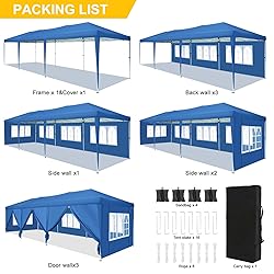 TOOLUCK Canopy 10x30 Pop Up Canopy Tent with 8