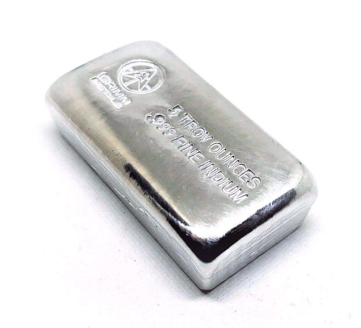 5 oz Indium (In) bullion (155 to 165 grams) beautifully minted