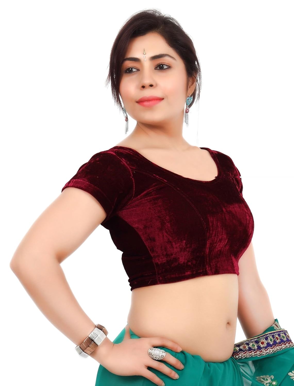 louis fashion velvet fabric women blouse (2074-bl-maroon02)