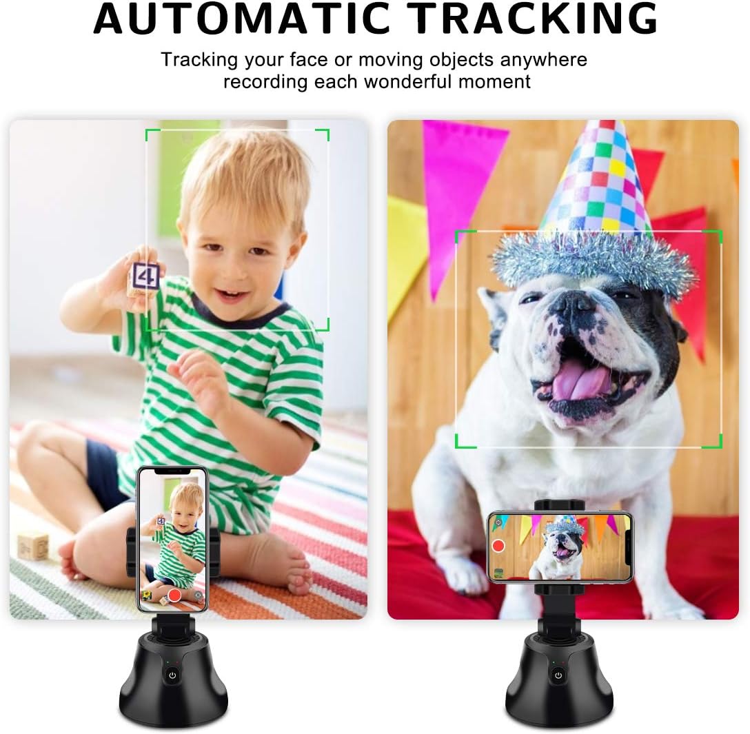 Smart Portable Selfie Stick,360°Rotation Auto Face Object Tracking Camera Tripod Holder Smart Shooting Cell Phone Camera Mount, Vlog Shooting Smartphone Mount Holder for All iPhone Android Phone: Camera & Photo