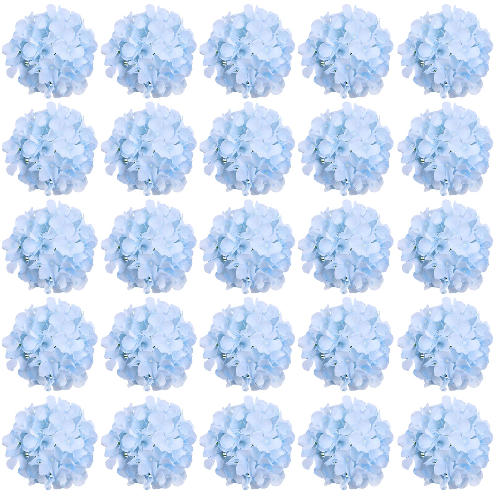 FagusHome 30 Pcs Silk Hydrangea Heads Artificial Flowers Heads and Stems Fake Hydrangea Flowers for Home Wedding Decor (Blue) — image 1