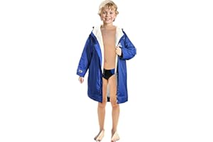 Catalonia Swim Parka with Hood, Lightweight Youth Surf Swim Jacket, Waterproof & Warm Sherpa Lined Swim Coat