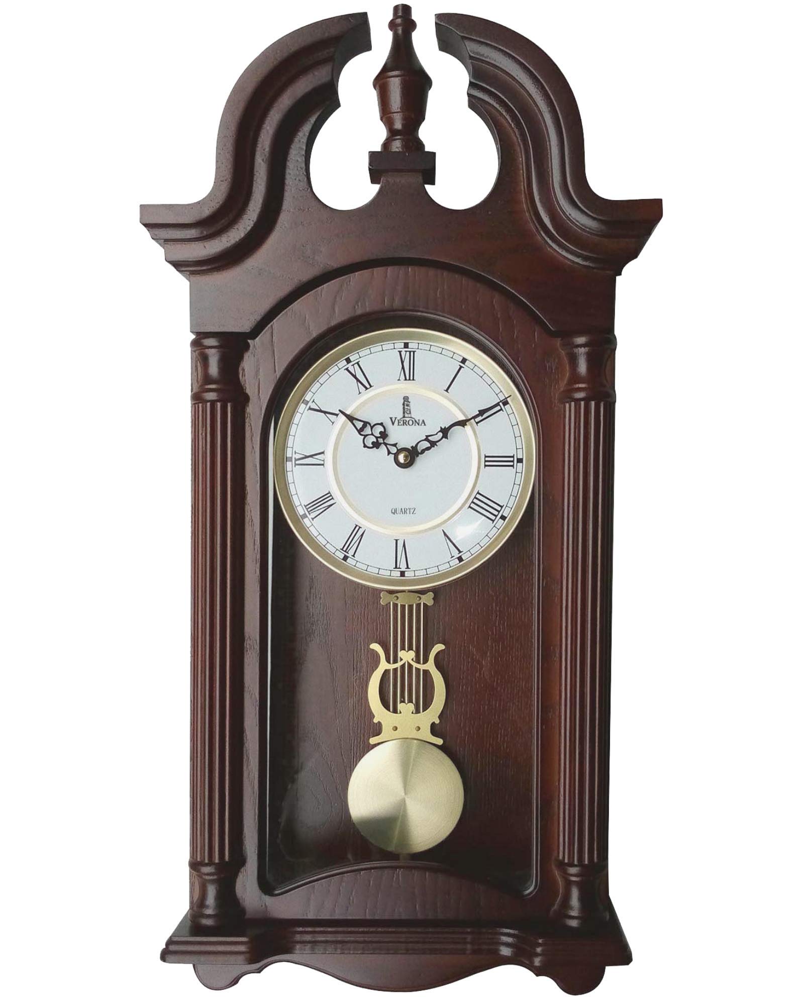 Pendulum Wall Clock Battery Operated - Hanging Grandfather Clock - Quiet, Wood Design for Living Room, Office & Home Décor - 23.5x9 Inch Gift