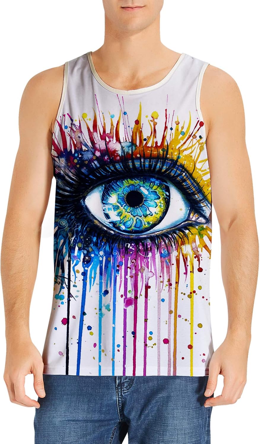 SKYRAINBOW Men's 3D Print Tank Tops Quick Dry Lion Gym Board Short Hawaii Swim Trunks for Summer Beach: Clothing