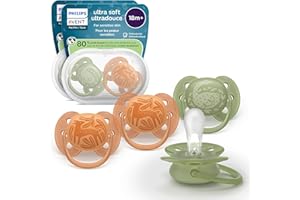 Philips Avent Ultra Soft Pacifiers - Orthodontic Design, for Babies 18 Months+, Flexible Shield, Extra-Firm Silicone Symmetrical Nipple, BPA-Free, with 2 Sterilizing Cases, 4 Pack, SCF093/07