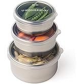 U Konserve Stainless Steel Nesting Trio Food Containers with Silicone Lids, Leak Proof & Dishwasher Safe (Set of 3: 5/9/16 oz)