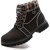 ANJOUFEMME Casual Winter Hiking Boots For Women - Womens Outdoor Snow Ankle Boots Waterproof Lightweight Lace up Fur Lined Walking Hiking Shoes