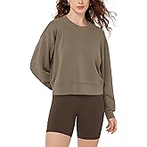 ODODOS Modal Soft Long Sleeve Cropped Sweatshirts for Women Oversized Crew Neck Pullover Crop Top
