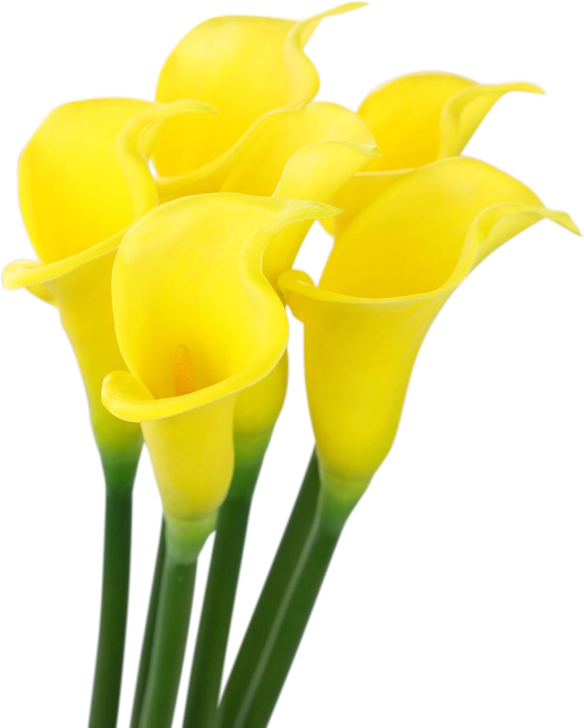 FiveSeasonStuff 6 Long Stems of Real Touch Artificial Yellow Calla Lily