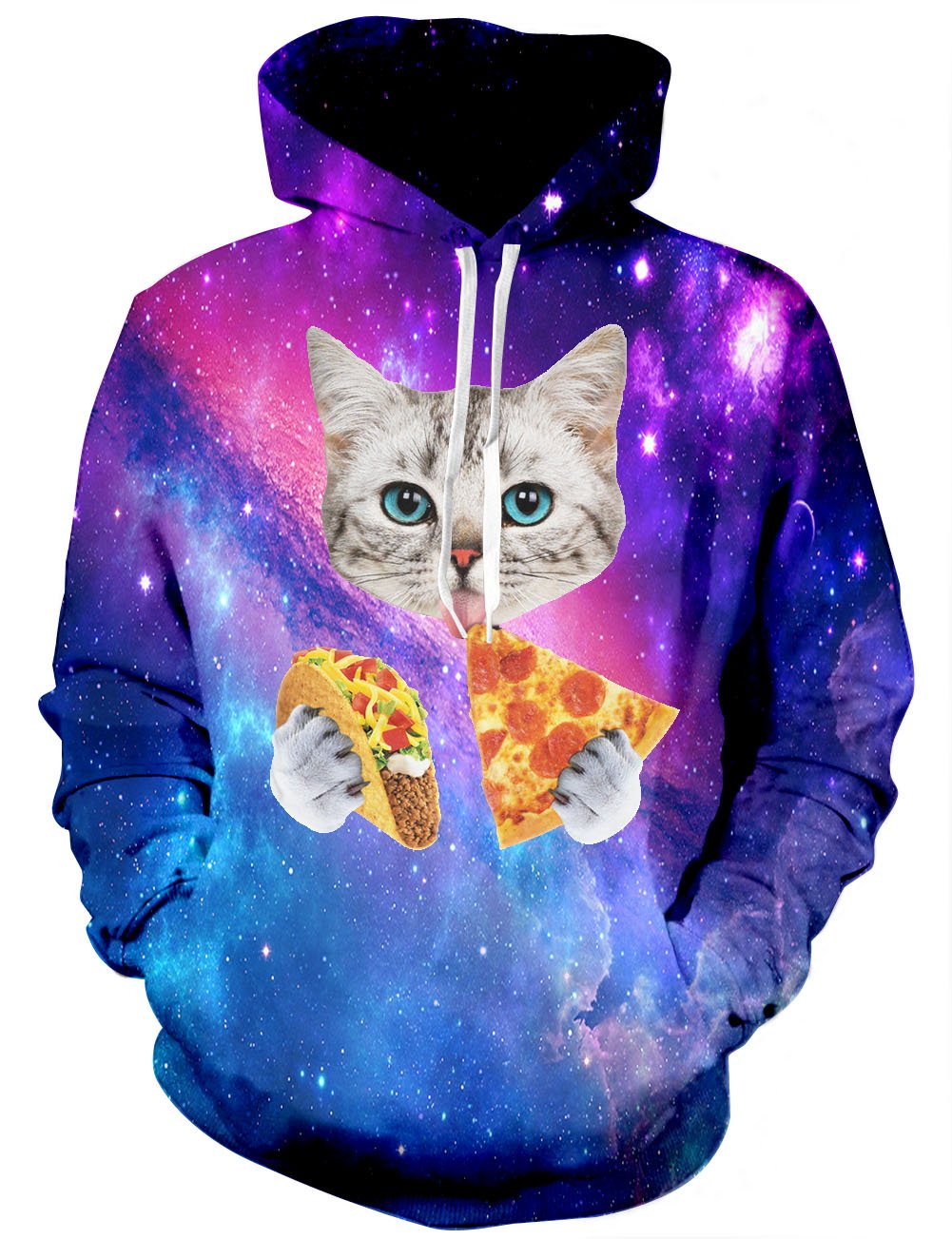 RAISEVERN Cat Pizza Taco Progettato Casual Pullover con cappuccio pullover uomo casual medio