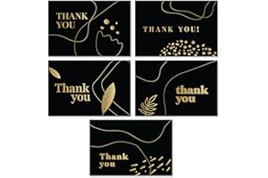 RILEYS & CO Rileys Thank You Cards with Matching Envelopes | 50-Count, Gold Foil - Blank Note Cards, Perfect for Wedding, Business, Gift Cards, Graduation, Baby Shower, Funeral (Black)