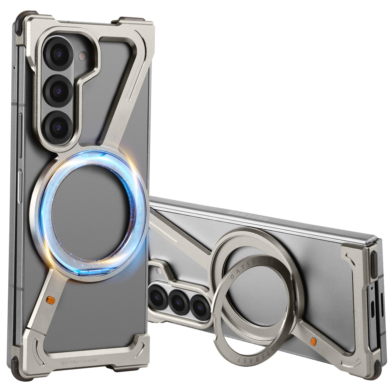 Photo 1 of OGRANEE Z Case Metal Frameless for Samsung Galaxy Z Fold 6 Phone Case with Mag Safe Kickstand 360°Rotatable, Bezel Less Ultra Thin Heat Dissipation for Z Fold 6 Case Minimalist with Ring Stand Natural