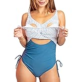 Evamom Nursing Swimsuit Breastfeeding – Postpartum Swimsuit Tummy Control, Mom Bathing Suit with Adjustable Straps